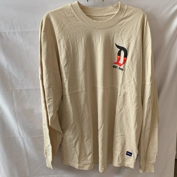 DISNEYLAND RESORT Disney Characters Spirit Jersey Long Sleeve Tee in Tan Sz L - Picture 1 of 5
